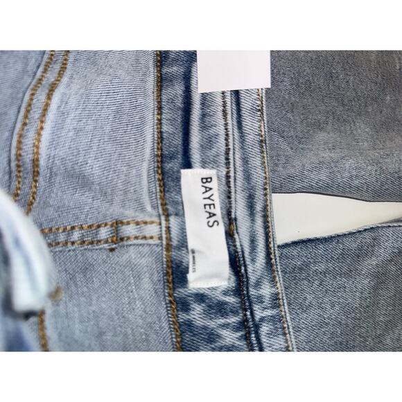 Bayeas Ultra High Rise Distressed Flare Jeans Light Wash Women’s 30W NWT Retro - Picture 3 of 11